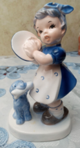 1950&#39;s Napco Japan A3435 Dishwasher Porcelain Figurine With Puppy 6&quot; - $22.30