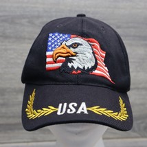 Vintage Flag Hat Mens Black Adjustable Cap Casual Patriotic Military Bald Eagle - £17.39 GBP