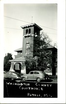 RPPC 1940s Washington County Courthouse in Potosi MO Street View Cars - £20.67 GBP