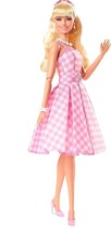 Barbi The Movie Doll Margot Robbie Collectible Wearing Pink &amp; Gingham Dress - £79.12 GBP