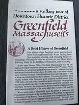 Greenfield Massachusetts dowwntown historic district with map  brochure - £11.40 GBP
