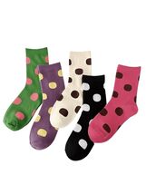 Verdusa Women&#39;s Polka Dot Crew Ankle Socks Multicolor 5 Pairs Size 36-39 - $63.98 MXN