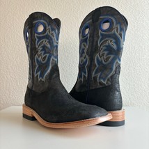 New Capitan Mens Cowboy Boots 10 D Square Toe Black Rough Out Leather We... - $212.85