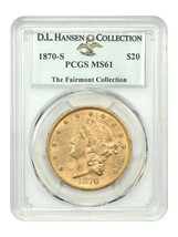 1870-S $20 PCGS MS61 ex: D.L. Hansen - £7,123.76 GBP