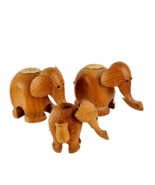 Elephant Wooden Carved Salt Pepper Shaker and Toothpick Holder Set - £20.18 GBP