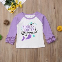 NEW Kindergarten Mermaid Girls Ruffle Sleeve Shirt Back to School 4T - $8.99