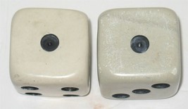 Vintage Giant Large Bakelite Dice White with Black 1 7/8&quot; Rounded Corners - $147.51