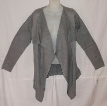 DKNYC Cotton Knit Draped Open Front Cardigan Sweater Size M/L ~Gray - £18.73 GBP
