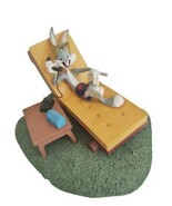 Looney Tunes Bugs Bunny Taking Sunbath in Chair Figurine Statue taz figu... - $299.00