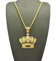 New King Crown Pendant &amp;24&quot; BOX/CUBAN/ROPE Chain Hip Hop Necklace XZ135 - £12.82 GBP