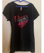 Child XL T Shirt Black Red Dance Sequins Logo Chest 30” - £3.38 GBP