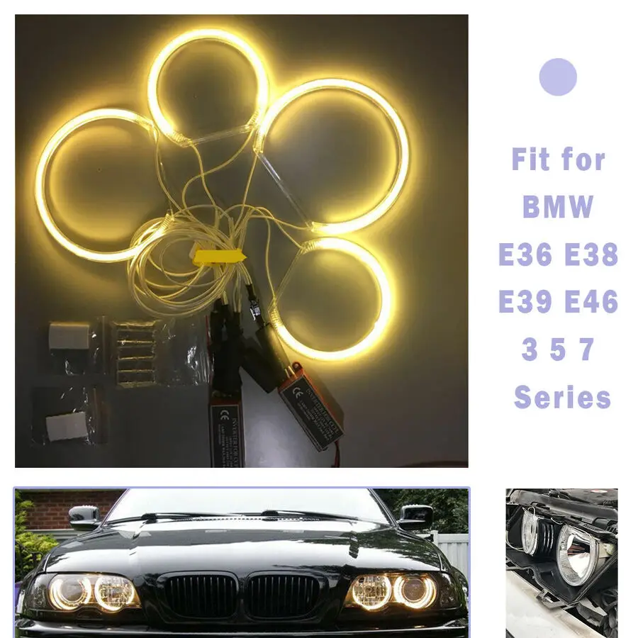 CCFL  Eye Halo Light Ring Fit for  E46 E39 E38 E36 Yellow - £138.06 GBP