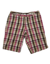 Hannah Women Size 10p (Measure 31x10) Pink Plaid Stretch Utility Shorts - $11.39