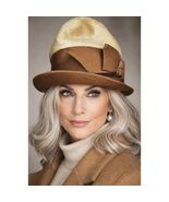 VTG 60s Trevi Fur Felt Hat Beige Brown Tall Mod Brimmed Sz 22 - $69.95