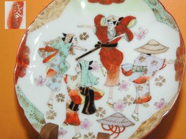 Antique Saucer 5.5&quot; mark Kutani Tsukuru Japanese Opera Charachters samur... - $23.98 CAD