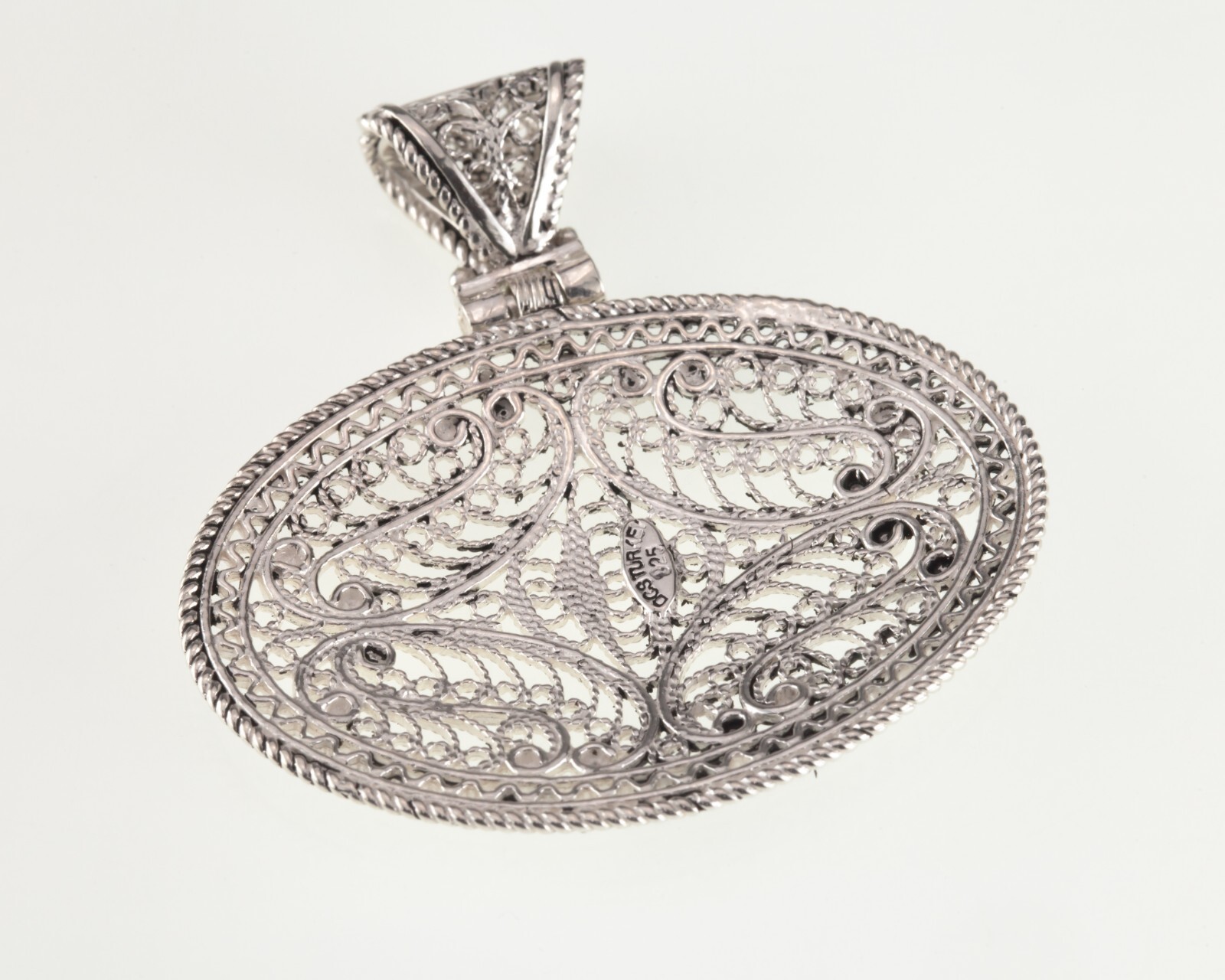 Gorgeous Filigree Sterling Silver Pendant 44 mm Wide Item image 6