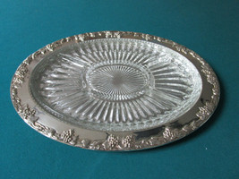 GORHAM SILVERPLATE TRAY WITH DIVIDED GLASS INSERT 16 X 12&quot;  [*MET2] - £62.76 GBP