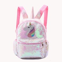 Fashion Girls Sequins Unicorn Backpacks for Children PVC Mermaid Shiny Light Sch - £35.54 GBP