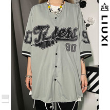 HOUZHOU Baseball Shirt Women and Men Hippe Vintage Oversize Hip Hop Streetwear K - £60.23 GBP
