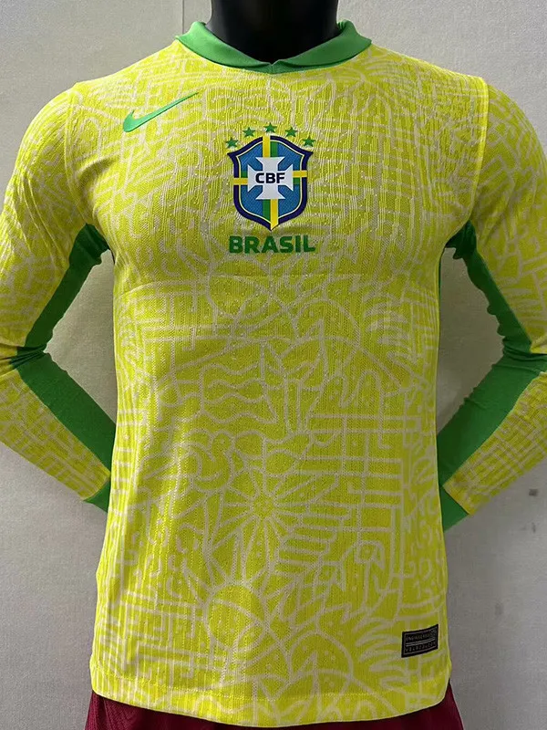 24-25 Brazil Home Long Sleeve Player Version Soccer Jersey - £79.91 GBP