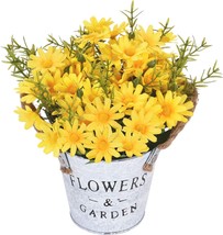 Martine Mall Artificial Sunflowers Pot, Silky Artificial Flower Daisy Metal Pot - £27.33 GBP