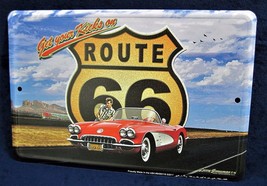 Route 66 - CORVETTE -*US MADE* Full Color Metal Sign - Man Cave Garage Bar Decor - £12.38 GBP