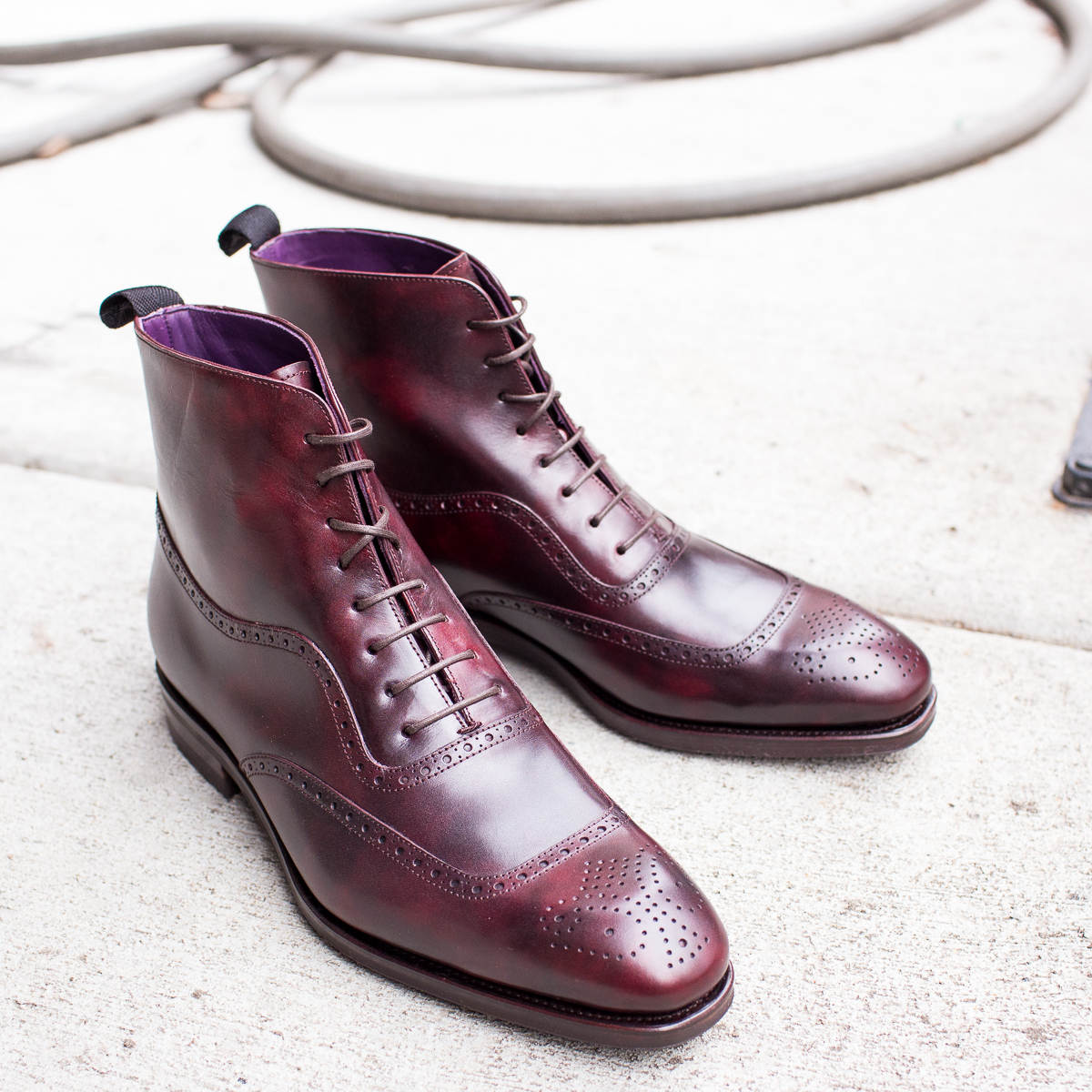 NEW Handmade Men Burgundy Color Leather Laceup Boot, Men New High Ankle Fashion