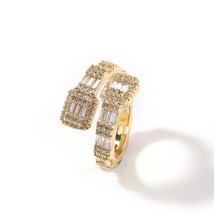 Baguette Rings Full Bling Iced Out Cubic Zircon AAA Rings Luxury Fashion Hiphop  - £17.92 GBP