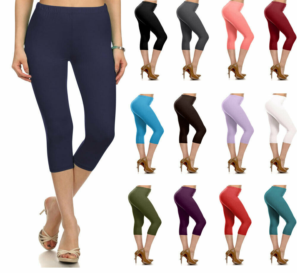 Women&#39;s High Waist Solid Microfiber Ultra Soft Capri Leggings (One Size) - $11.86