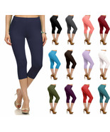 Women&#39;s High Waist Solid Microfiber Ultra Soft Capri Leggings (One Size) - $19.14 CAD