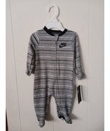 Nike Baby Boys Striped Footed Coverall Dark Gray Heather Sz 3M - NWT - £16.70 GBP