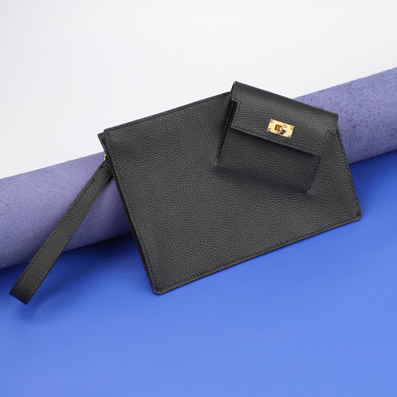 All Leather and All Handmade Kelly Pocket To Go Leather Clutch bag  Togo leather