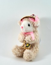 Easter Lamb Holding a Basket Of Easter Eggs With a Hat and Ribbons Plush 6&quot; Tall - £7.83 GBP