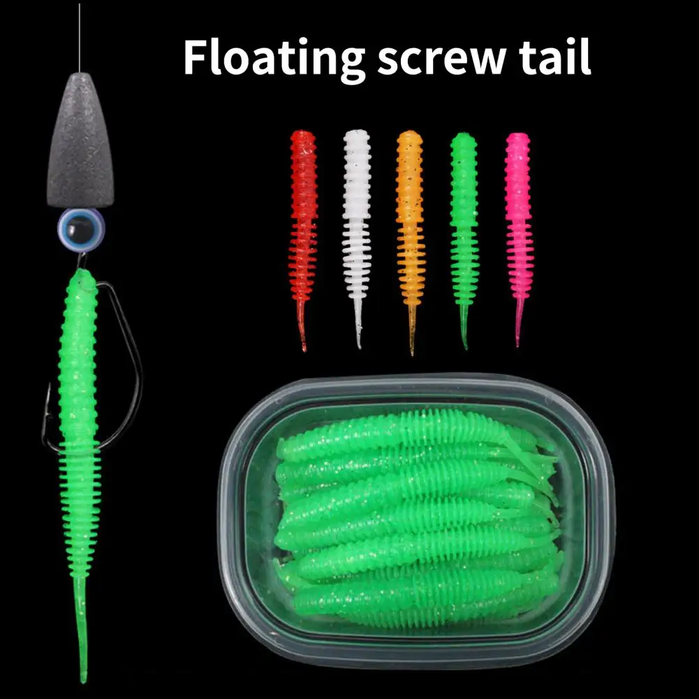 Sporting 50Pcs/Box 6cm/1g Realistic Worm Lures Lightweight TPR Rubber Needle Tai - £23.84 GBP