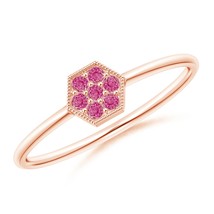 ANGARA 0.12 Ct AAA-Grade Hexagon-Shaped Pink Sapphire Cluster Ring in 14K Gold - £336.78 GBP