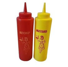 2 Mustard &amp; Ketchup Bottles Classic Diner Condiments by Tablecraft CLEAN - £7.44 GBP