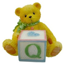 Cherished Teddies Bear With Abc Block 158488 Q Teddy Bear Miniature Block New - $3.41