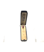 14k Amethyst Seed Pearl Stickpin ESTATE JEWELRY Cabachon Stone Original Box - £91.75 GBP