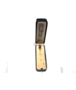 14k Amethyst Seed Pearl Stickpin ESTATE JEWELRY Cabachon Stone Original Box - $116.68