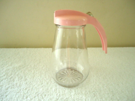 Vtg Federal Tool Corp.Glass Syrup Bottle With Plastic Pink Top &quot; BEAUTIF... - $19.62