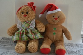 BAB Gingerbread Man Boy Girl Set Plush Stuffed Animal Christmas Limited Edition  - $34.83