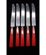 Vtg Bakelite Boker Red Forged Stainless Steel Sharp Knife Set of 5 Holid... - $924.40 MXN