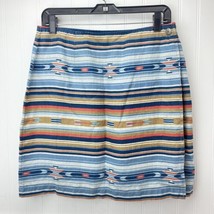 Jones New York 100% Linen Wrap Skirt Sz 12 (29&quot;Waist) Aztec Stripes Multicolor - £10.68 GBP