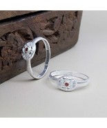 Real 925 Silver Cute Indian Style Handmade Women Red White CZ Toe Ring Pair - £18.99 GBP