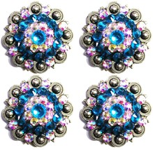 4 Conchos Rhinestone Horse Saddle Western Rodeo Bridle Berry Turquoise CO69 - $455.59 MXN