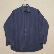 Hugo Boss Men&#39;s Dress Shirt Size 16 32-33 Blue Striped Long Sleeve Butto... - $25.87