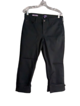 NYDJ Not Your Daughters Jeans Dayla Wide Cuff Capri Stretch Black Denim Size 10P - £17.38 GBP