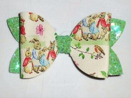 NEW Easter Bunny Peter Rabbit Girls 3.5-Inch Hair Bow Clip - £4.71 GBP