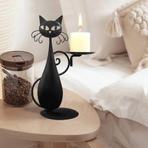Black Cat Candle Holder Tabletop Candle Holder Decoration Dinner Decoration - £16.75 GBP
