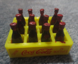 Coca-Cola Miniature Collectibles Plastic yellow case with 12 Bottles in package - $9.65